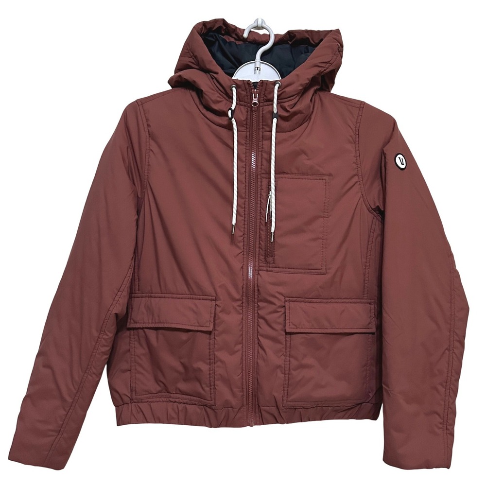 Vuori Tahoe Insulated Jacket PrimaLoft Hooded Puffer Coat Womens Small Rust